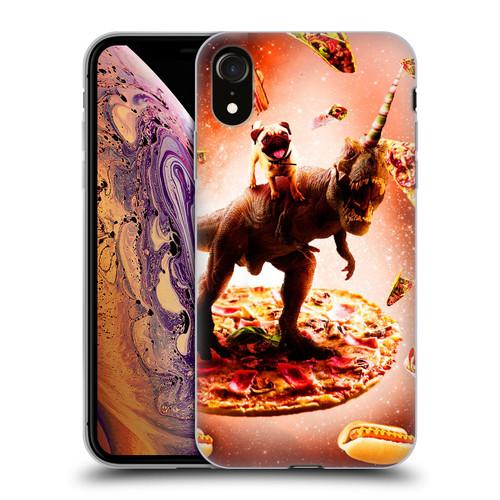 Random Galaxy Space Pizza Ride Pug & Dinosaur Unicorn Soft Gel Case for Apple iPhone XR