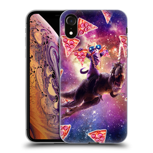 Random Galaxy Space Pizza Ride Thug Cat & Dinosaur Unicorn Soft Gel Case for Apple iPhone XR