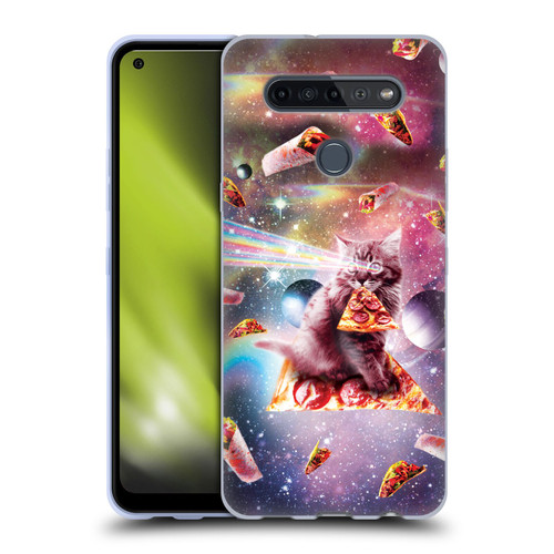 Random Galaxy Space Pizza Ride Outer Space Lazer Cat Soft Gel Case for LG K51S