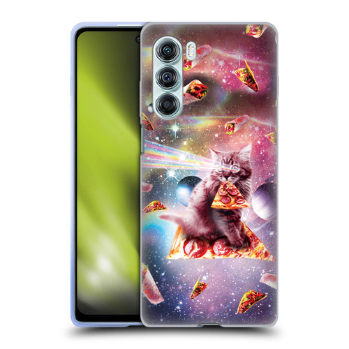 Random Galaxy Space Pizza Ride Outer Space Lazer Cat Soft Gel Case for Motorola Edge S30 / Moto G200 5G