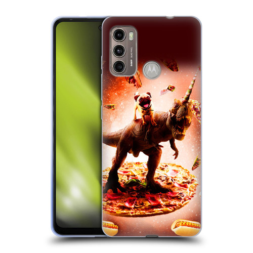 Random Galaxy Space Pizza Ride Pug & Dinosaur Unicorn Soft Gel Case for Motorola Moto G60 / Moto G40 Fusion