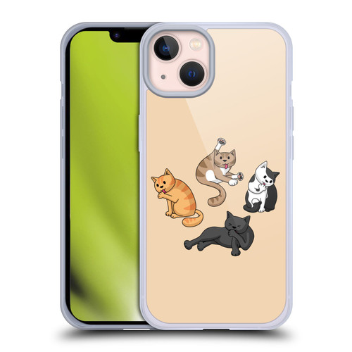 Beth Wilson Doodle Cats 2 Washing Time Soft Gel Case for Apple iPhone 13