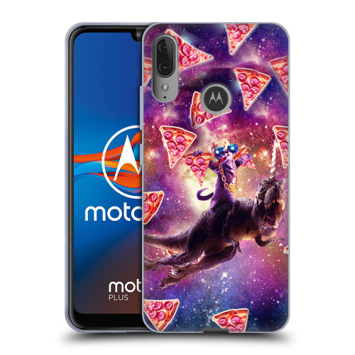 Random Galaxy Space Pizza Ride Thug Cat & Dinosaur Unicorn Soft Gel Case for Motorola Moto E6 Plus
