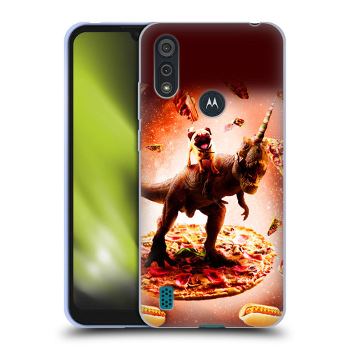 Random Galaxy Space Pizza Ride Pug & Dinosaur Unicorn Soft Gel Case for Motorola Moto E6s (2020)