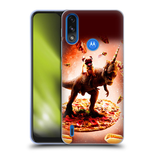 Random Galaxy Space Pizza Ride Pug & Dinosaur Unicorn Soft Gel Case for Motorola Moto E7 Power / Moto E7i Power