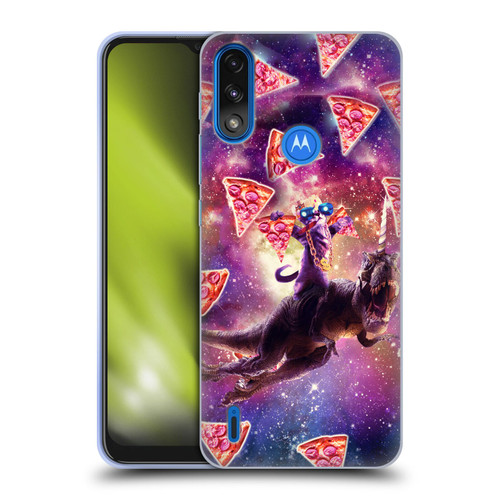 Random Galaxy Space Pizza Ride Thug Cat & Dinosaur Unicorn Soft Gel Case for Motorola Moto E7 Power / Moto E7i Power