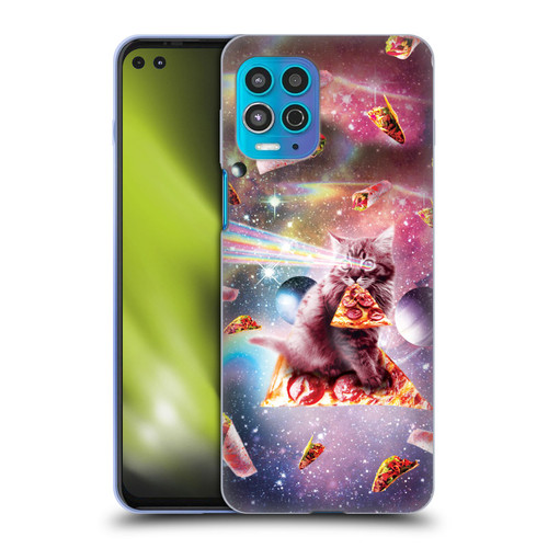 Random Galaxy Space Pizza Ride Outer Space Lazer Cat Soft Gel Case for Motorola Moto G100