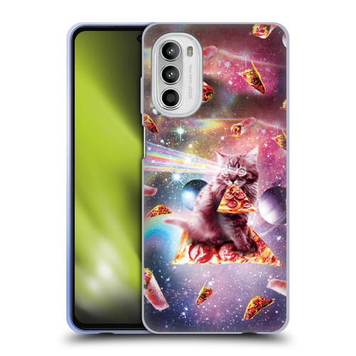 Random Galaxy Space Pizza Ride Outer Space Lazer Cat Soft Gel Case for Motorola Moto G52