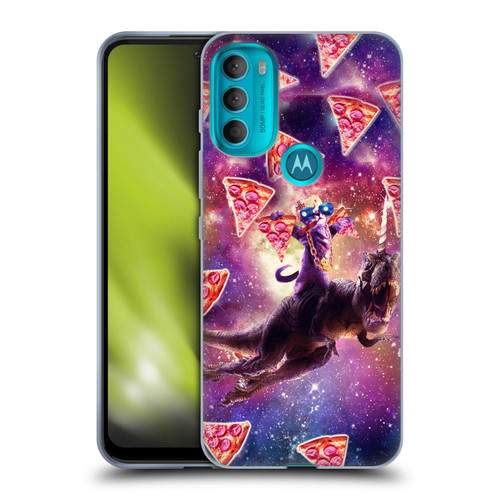 Random Galaxy Space Pizza Ride Thug Cat & Dinosaur Unicorn Soft Gel Case for Motorola Moto G71 5G