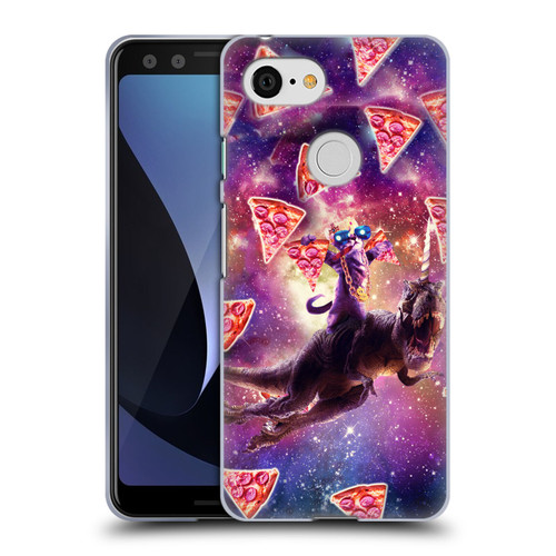 Random Galaxy Space Pizza Ride Thug Cat & Dinosaur Unicorn Soft Gel Case for Google Pixel 3