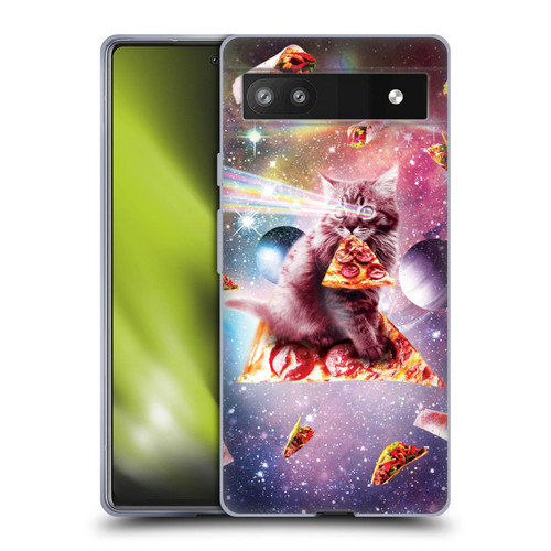 Random Galaxy Space Pizza Ride Outer Space Lazer Cat Soft Gel Case for Google Pixel 6a