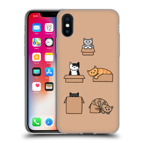 Beth Wilson Doodle Cats 2 Boxes Soft Gel Case for Apple iPhone X / iPhone XS
