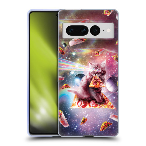 Random Galaxy Space Pizza Ride Outer Space Lazer Cat Soft Gel Case for Google Pixel 7 Pro