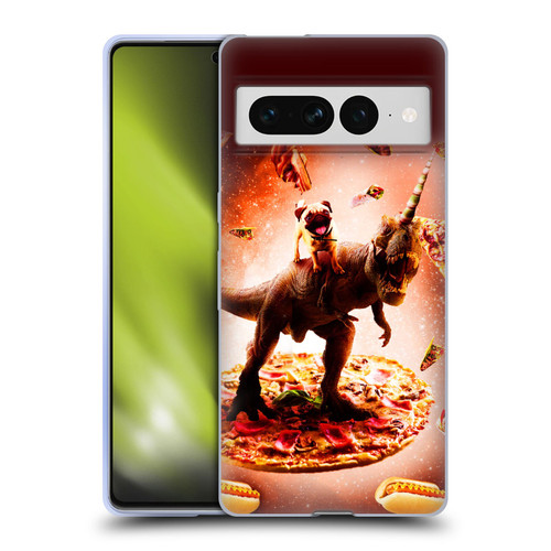 Random Galaxy Space Pizza Ride Pug & Dinosaur Unicorn Soft Gel Case for Google Pixel 7 Pro