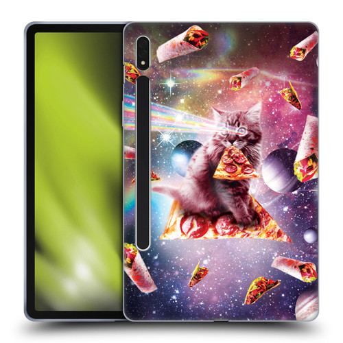 Random Galaxy Space Pizza Ride Outer Space Lazer Cat Soft Gel Case for Samsung Galaxy Tab S8