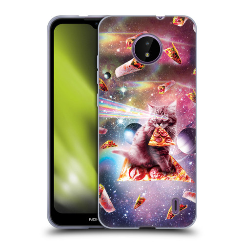 Random Galaxy Space Pizza Ride Outer Space Lazer Cat Soft Gel Case for Nokia C10 / C20