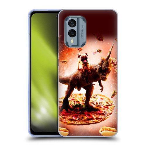 Random Galaxy Space Pizza Ride Pug & Dinosaur Unicorn Soft Gel Case for Nokia X30