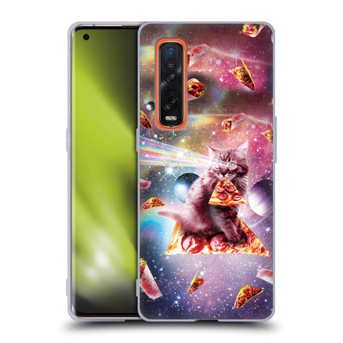 Random Galaxy Space Pizza Ride Outer Space Lazer Cat Soft Gel Case for OPPO Find X2 Pro 5G