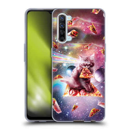Random Galaxy Space Pizza Ride Outer Space Lazer Cat Soft Gel Case for OPPO Find X2 Lite 5G