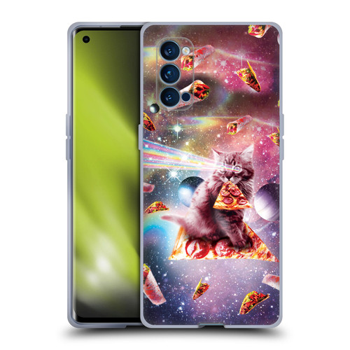 Random Galaxy Space Pizza Ride Outer Space Lazer Cat Soft Gel Case for OPPO Reno 4 Pro 5G