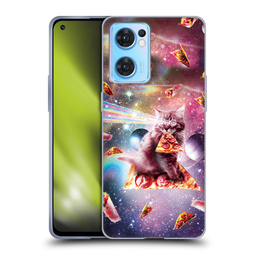 Random Galaxy Space Pizza Ride Outer Space Lazer Cat Soft Gel Case for OPPO Reno7 5G / Find X5 Lite