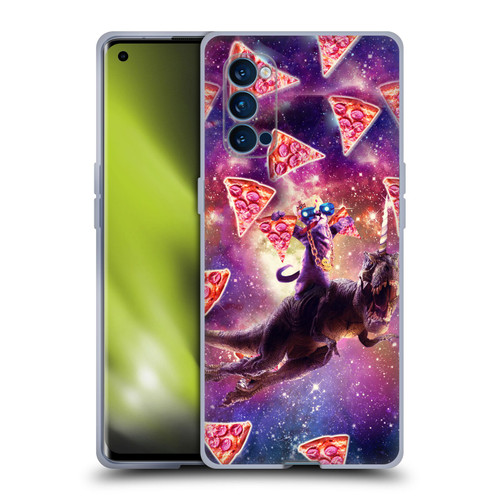 Random Galaxy Space Pizza Ride Thug Cat & Dinosaur Unicorn Soft Gel Case for OPPO Reno 4 Pro 5G