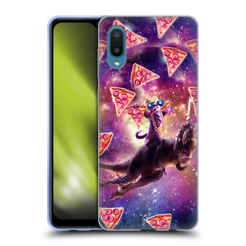 Random Galaxy Space Pizza Ride Thug Cat & Dinosaur Unicorn Soft Gel Case for Samsung Galaxy A02/M02 (2021)
