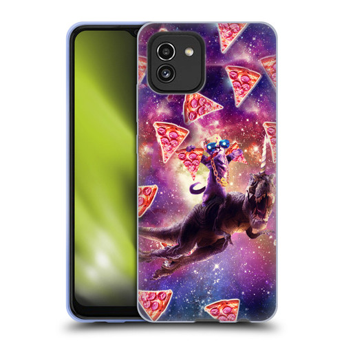 Random Galaxy Space Pizza Ride Thug Cat & Dinosaur Unicorn Soft Gel Case for Samsung Galaxy A03 (2021)