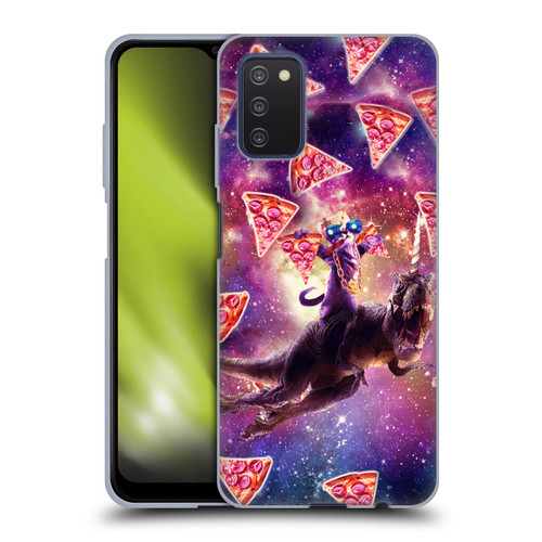 Random Galaxy Space Pizza Ride Thug Cat & Dinosaur Unicorn Soft Gel Case for Samsung Galaxy A03s (2021)