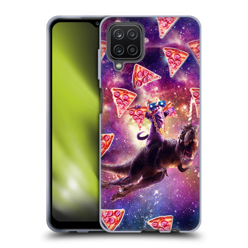 Random Galaxy Space Pizza Ride Thug Cat & Dinosaur Unicorn Soft Gel Case for Samsung Galaxy A12 (2020)