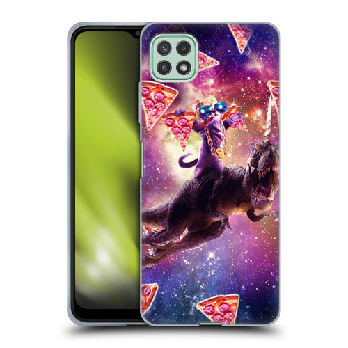 Random Galaxy Space Pizza Ride Thug Cat & Dinosaur Unicorn Soft Gel Case for Samsung Galaxy A22 5G / F42 5G (2021)