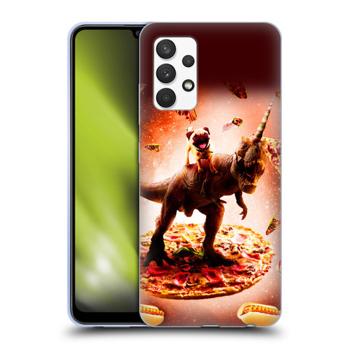 Random Galaxy Space Pizza Ride Pug & Dinosaur Unicorn Soft Gel Case for Samsung Galaxy A32 (2021)