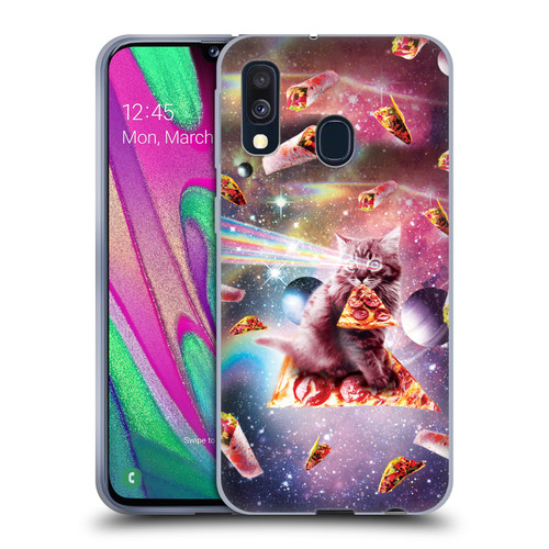 Random Galaxy Space Pizza Ride Outer Space Lazer Cat Soft Gel Case for Samsung Galaxy A40 (2019)