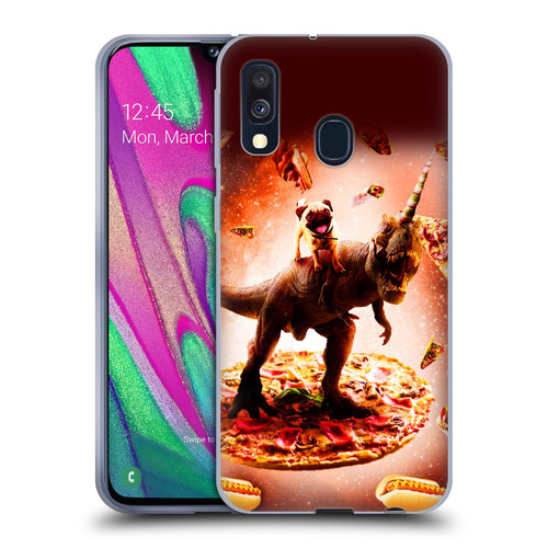 Random Galaxy Space Pizza Ride Pug & Dinosaur Unicorn Soft Gel Case for Samsung Galaxy A40 (2019)