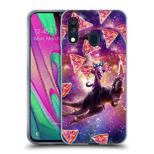 Random Galaxy Space Pizza Ride Thug Cat & Dinosaur Unicorn Soft Gel Case for Samsung Galaxy A40 (2019)