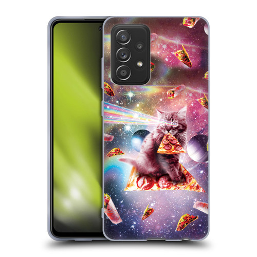 Random Galaxy Space Pizza Ride Outer Space Lazer Cat Soft Gel Case for Samsung Galaxy A52 / A52s / 5G (2021)