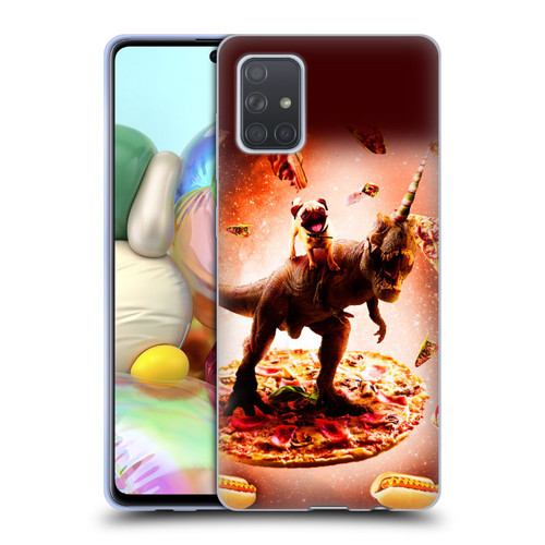 Random Galaxy Space Pizza Ride Pug & Dinosaur Unicorn Soft Gel Case for Samsung Galaxy A71 (2019)