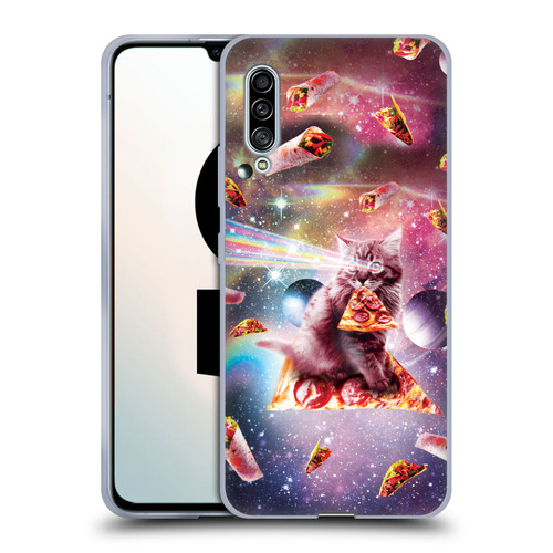 Random Galaxy Space Pizza Ride Outer Space Lazer Cat Soft Gel Case for Samsung Galaxy A90 5G (2019)