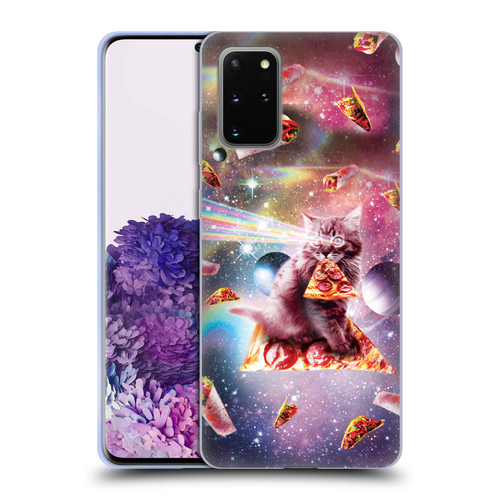Random Galaxy Space Pizza Ride Outer Space Lazer Cat Soft Gel Case for Samsung Galaxy S20+ / S20+ 5G