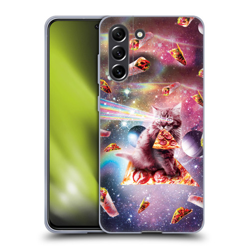 Random Galaxy Space Pizza Ride Outer Space Lazer Cat Soft Gel Case for Samsung Galaxy S21 FE 5G