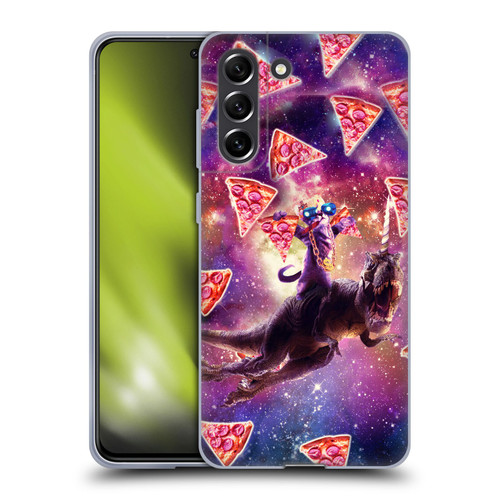 Random Galaxy Space Pizza Ride Thug Cat & Dinosaur Unicorn Soft Gel Case for Samsung Galaxy S21 FE 5G