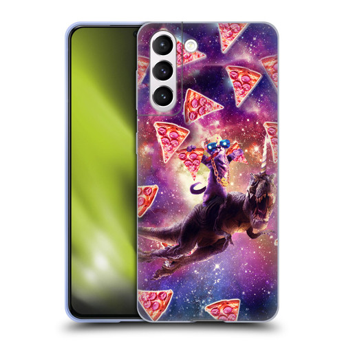 Random Galaxy Space Pizza Ride Thug Cat & Dinosaur Unicorn Soft Gel Case for Samsung Galaxy S21 5G