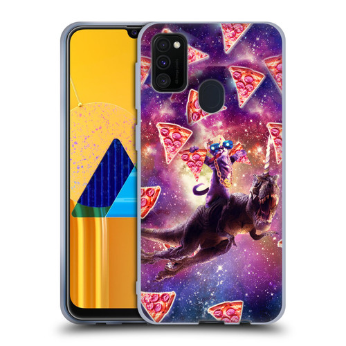 Random Galaxy Space Pizza Ride Thug Cat & Dinosaur Unicorn Soft Gel Case for Samsung Galaxy M30s (2019)/M21 (2020)