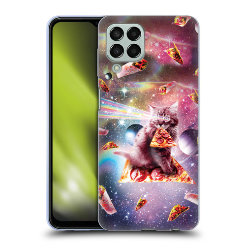 Random Galaxy Space Pizza Ride Outer Space Lazer Cat Soft Gel Case for Samsung Galaxy M33 (2022)