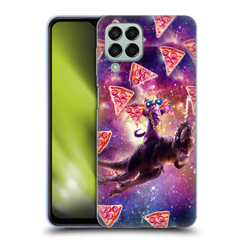 Random Galaxy Space Pizza Ride Thug Cat & Dinosaur Unicorn Soft Gel Case for Samsung Galaxy M33 (2022)
