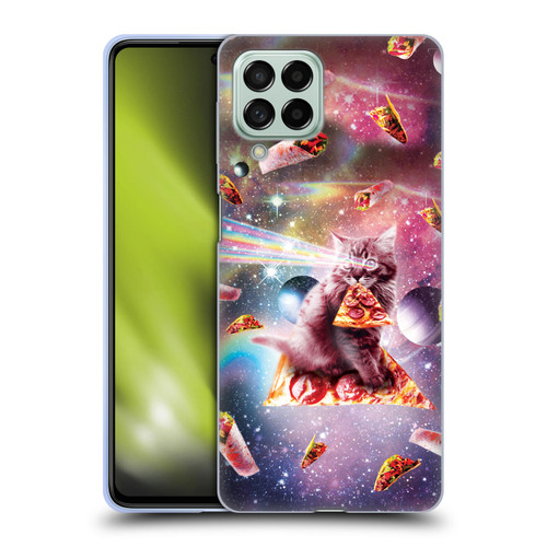 Random Galaxy Space Pizza Ride Outer Space Lazer Cat Soft Gel Case for Samsung Galaxy M53 (2022)