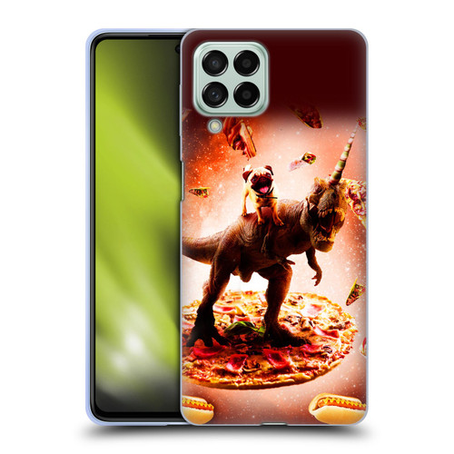 Random Galaxy Space Pizza Ride Pug & Dinosaur Unicorn Soft Gel Case for Samsung Galaxy M53 (2022)