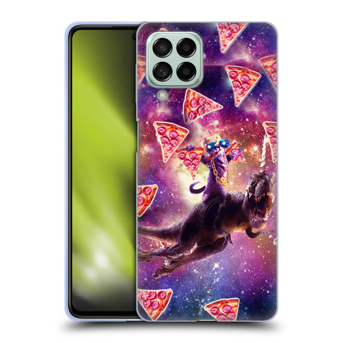 Random Galaxy Space Pizza Ride Thug Cat & Dinosaur Unicorn Soft Gel Case for Samsung Galaxy M53 (2022)