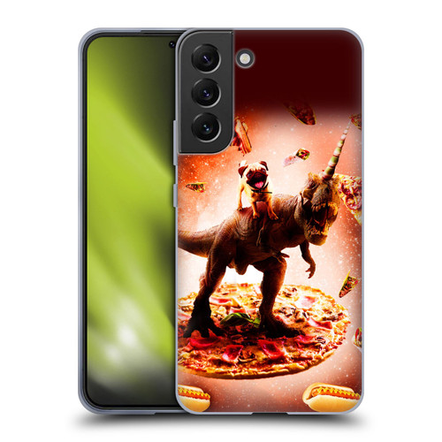 Random Galaxy Space Pizza Ride Pug & Dinosaur Unicorn Soft Gel Case for Samsung Galaxy S22+ 5G