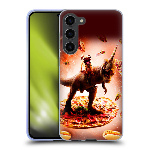 Random Galaxy Space Pizza Ride Pug & Dinosaur Unicorn Soft Gel Case for Samsung Galaxy S23+ 5G
